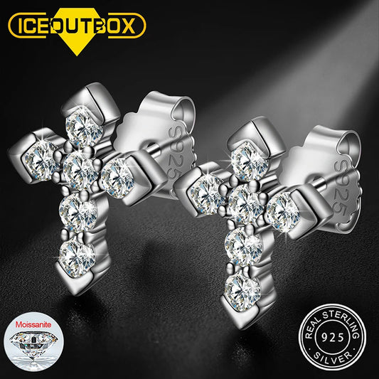 Moissanite Skeleton Cross Earrings
