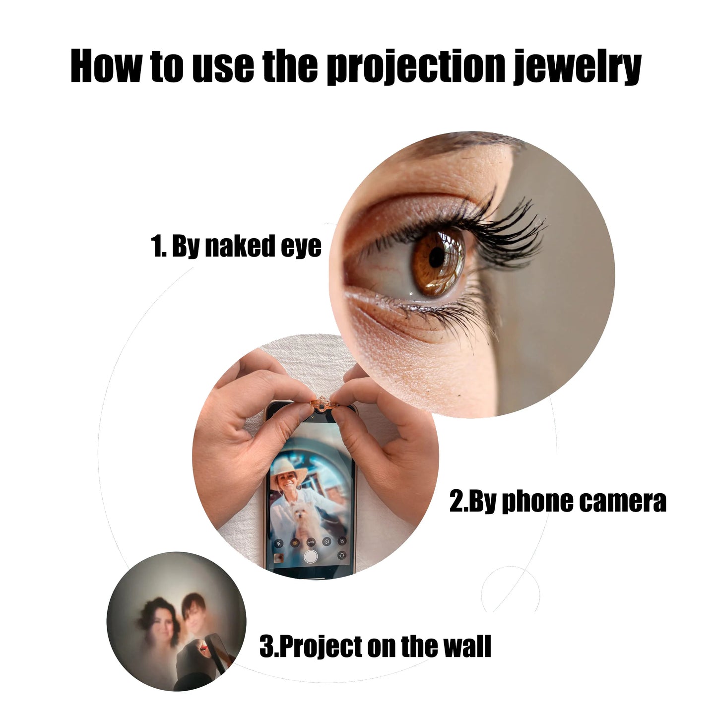 Custom Photo Projection Necklace Cat Zircon Ear Pendant