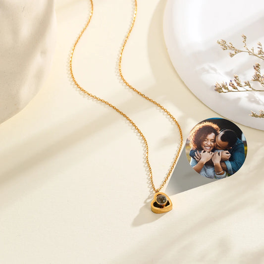 Custom Photo Projection Necklaces Personalized Heart Pendant
