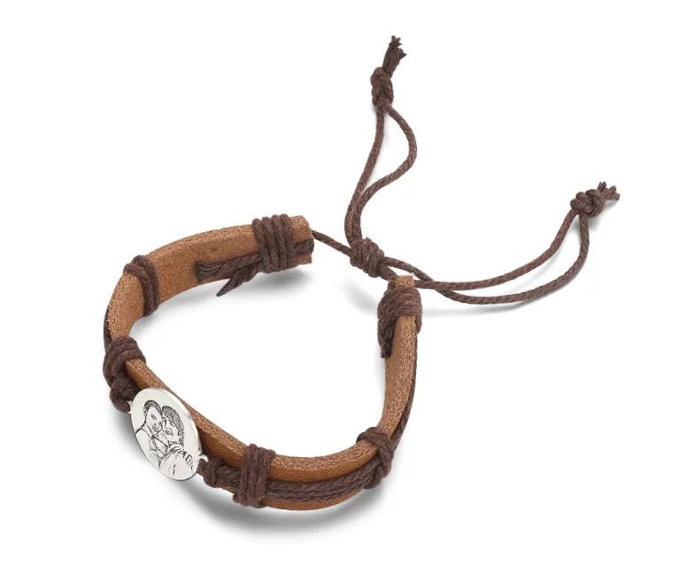 Custom Men's Round Photo Engraved Tag Bracelet