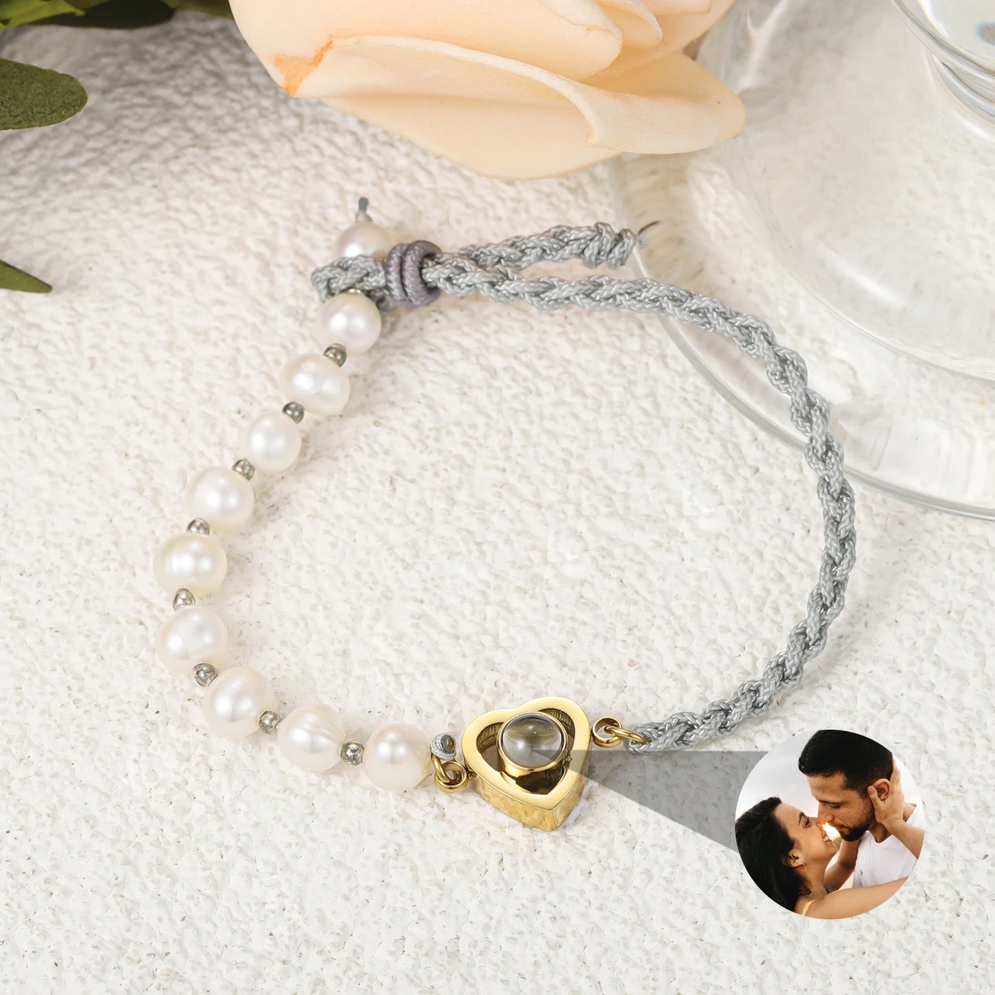 Customized Photo Projection Bracelet Pearl Handmade Bracelet