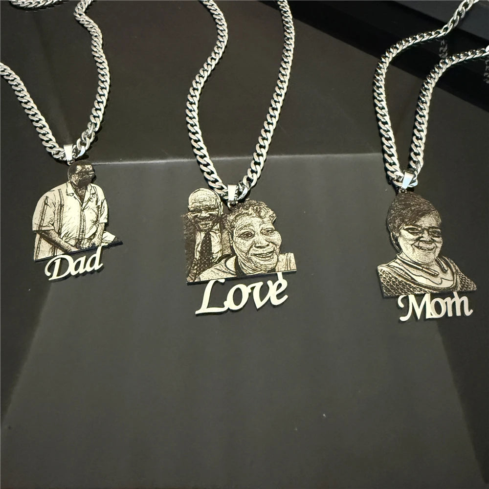 Engraved Personalized Stainless Steel Photo Necklace