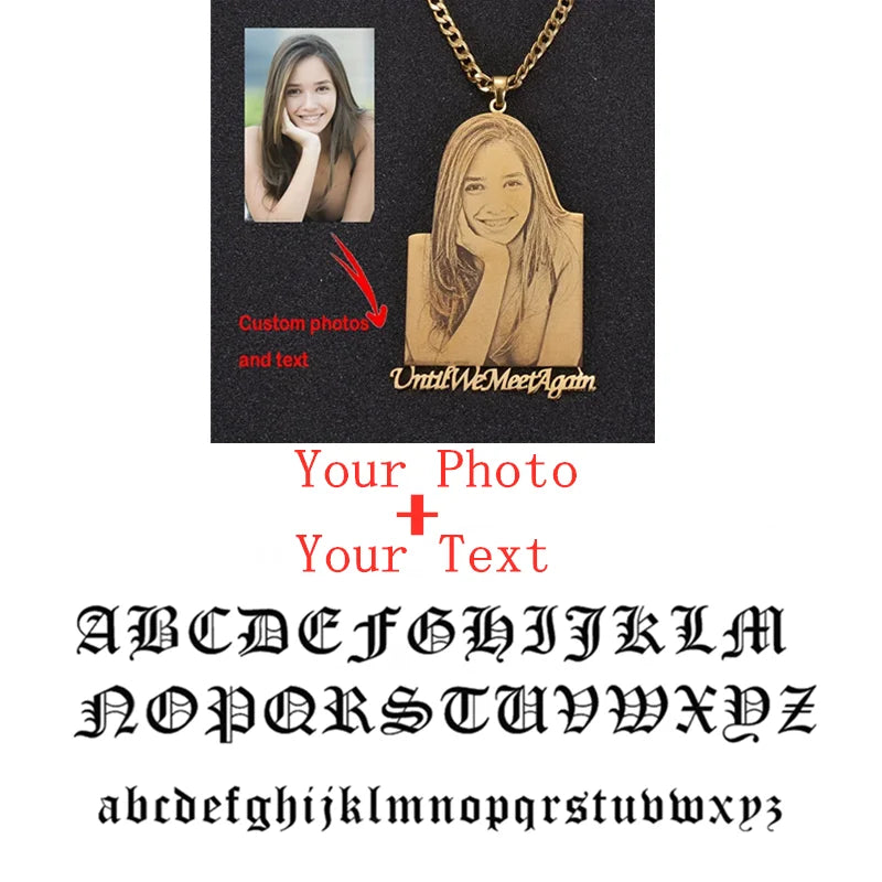 Engraved Personalized Stainless Steel Photo Necklace