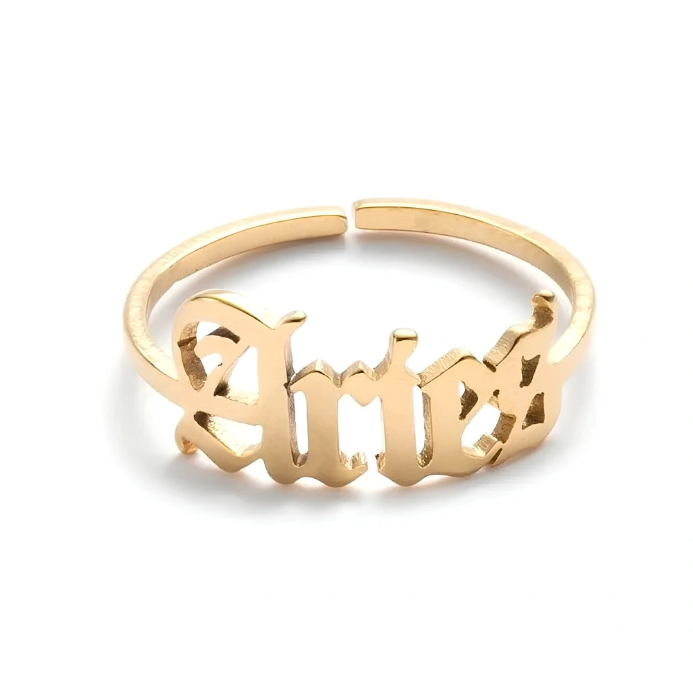 Stainless Steel 12 Constellation Letter Letter Ring
