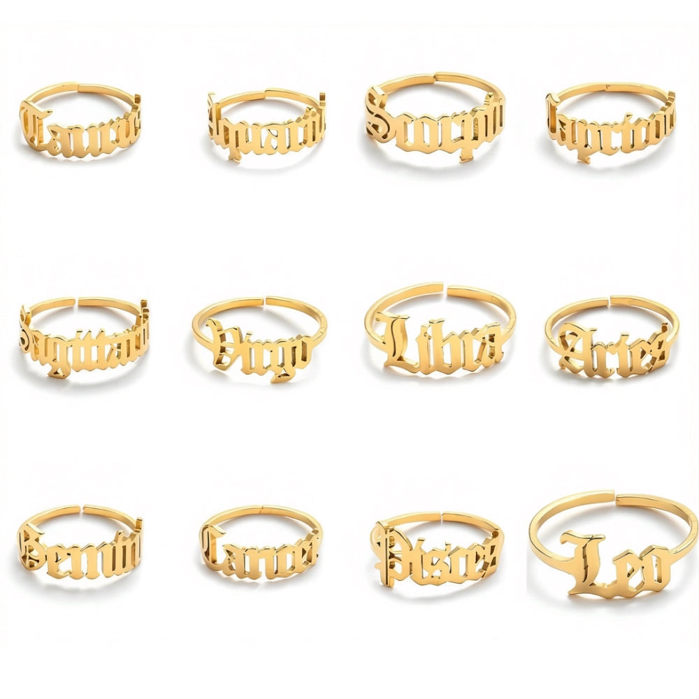Stainless Steel 12 Constellation Letter Letter Ring