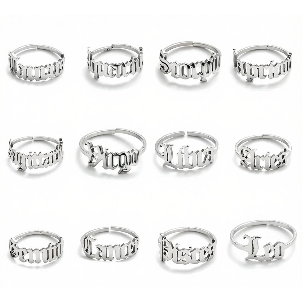 Stainless Steel 12 Constellation Letter Letter Ring