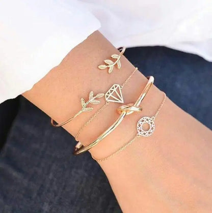4pcs/Set Fashion Bohemia Leaf Knot Hand Cuff