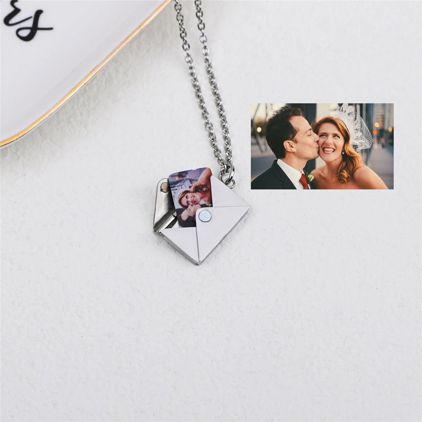Personalized Envelope Photo Necklace