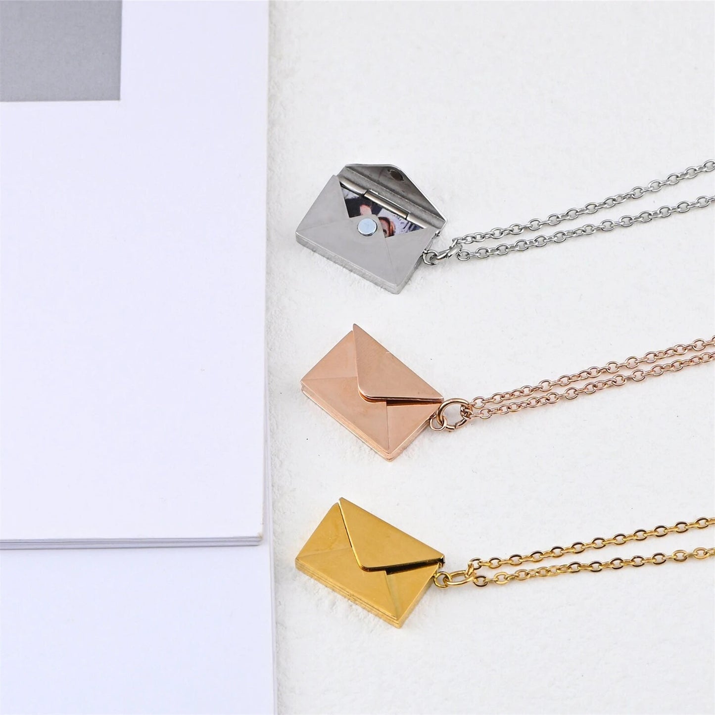 Personalized Envelope Photo Necklace