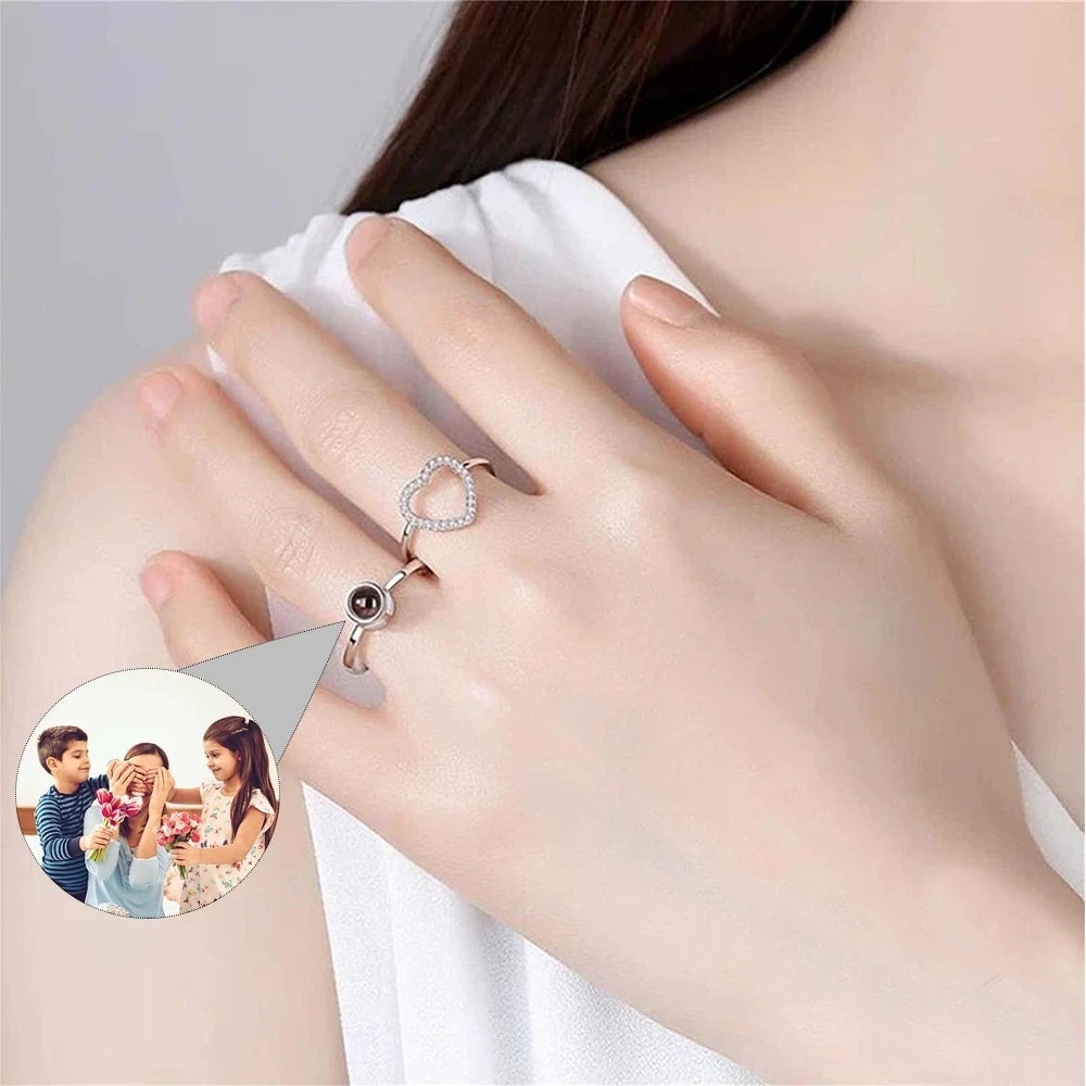 Heart Ring Personalized Projection Photo Rings