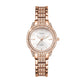 Rose gold watch with diamond accents on a white background